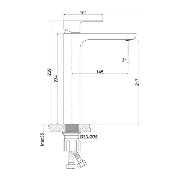 Смеситель для умывальника Perla Elis PSH503-B (хром, высокий), Цвет производителя: хром, фото 2