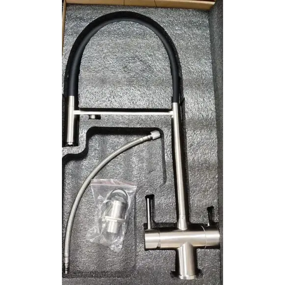 Смеситель для кухни Perla Oceli PSS5101 (хром/черный матовый, с гибким изливом и подключением питьевой воды), фото 4