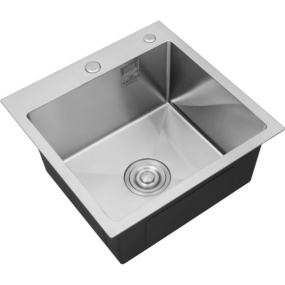 Кухонная мойка со смесителем Kroner KRG5050HMC031GRASP016 (50x50 см, 3.0/1.0 мм, с коландером, дозатором и сифоном), фото 4