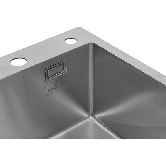 Кухонная мойка со смесителем Kroner KRG5050HMC031BLKSP016 (50x50 см, 3.0/1.0 мм, с коландером, дозатором и сифоном), фото 6