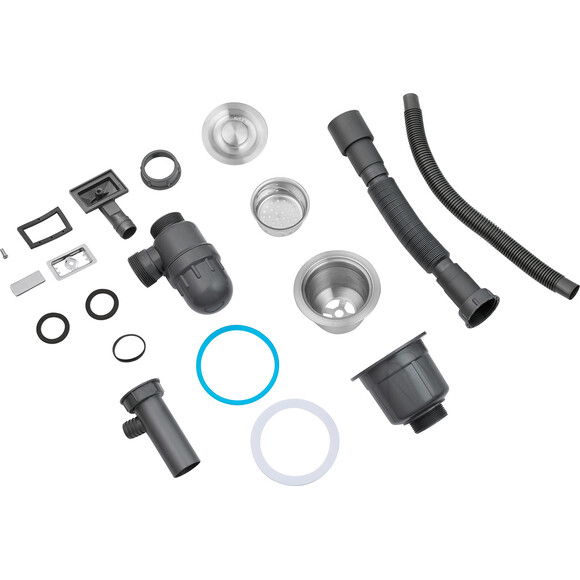 Кухонная мойка со смесителем Kroner KRG6050HMESG03815BLKSP016 (60x50 см, 3.0/1.0 мм, с коландером, дозатором и сифоном), фото 10