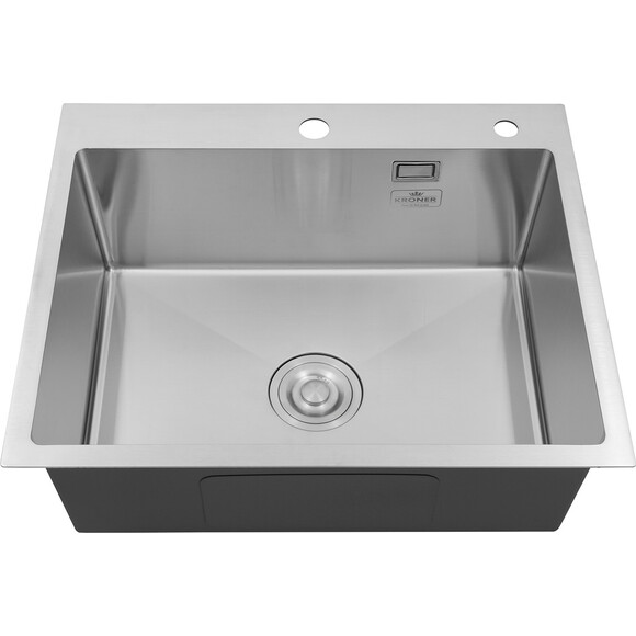 Кухонна мийка зі змішувачем Kroner KRG6050HMC031BLKSP016 (60x50 см, 3.0/1.0 мм, з коландером, дозатором та сифоном), фото , изображение 3