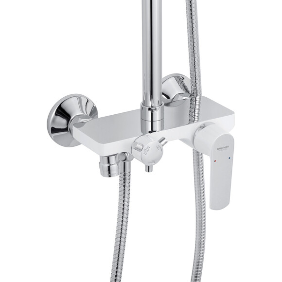 Комплект смесителей для ванной комнаты Kroner Armada+Bidet KRAW063W010C082 (W063+W010+C082, хром/белый), фото 3