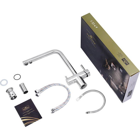 Кухонна мийка зі змішувачем Kroner KRG6050HMESG03811SPECG049 (60x50 см, 3.0/1.0 мм, з коландером, дозатором та сифоном), фото , изображение 21