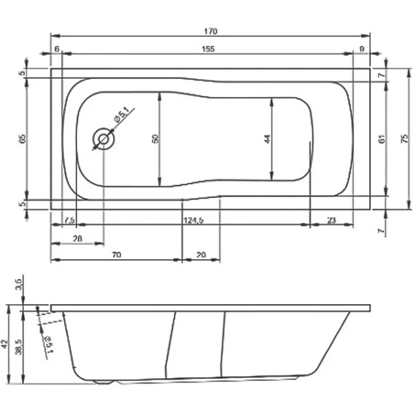 Акрилова ванна Devit Comfort Plus 17075234 (170x75 см, з ніжками), фото , изображение 4