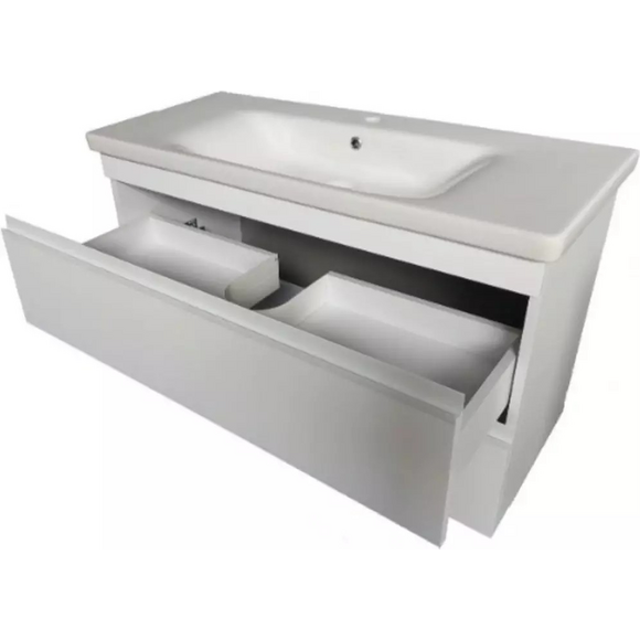 Тумба с раковиной Devit Frame 753080W (80 см, белая глянцевая, подвесная, с сифоном), Доступные размеры: 80, Цвет производителя: белый глянец, фото 5
