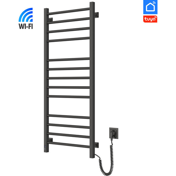 Электрический полотенцесушитель Navin Классик Квадро Sensor Wi-Fi 12-216055-5012 (500x1200, черный муар, правый, сенсорный, с таймером), Доступные размеры: 500 x 1200, Цвет производителя: черный муар, Подключение полотенцесушителя: правое, фото 