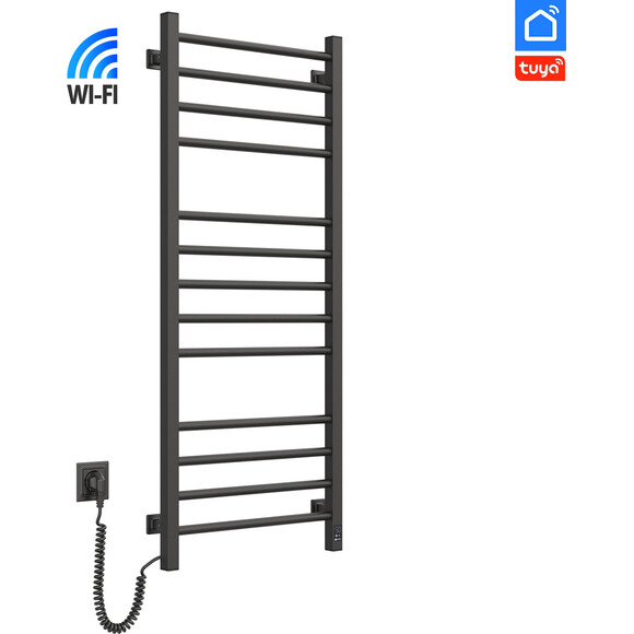 Електрична рушникосушарка Navin Класик Квадро Sensor Wi-Fi 12-216155-5012 (500x1200, чорний муар, лівий, сенсорний, з таймером), Доступні розміри: 500 x 1200, Колір виробника: чорний муар, Підключення рушникосушарки: ліве, фото 