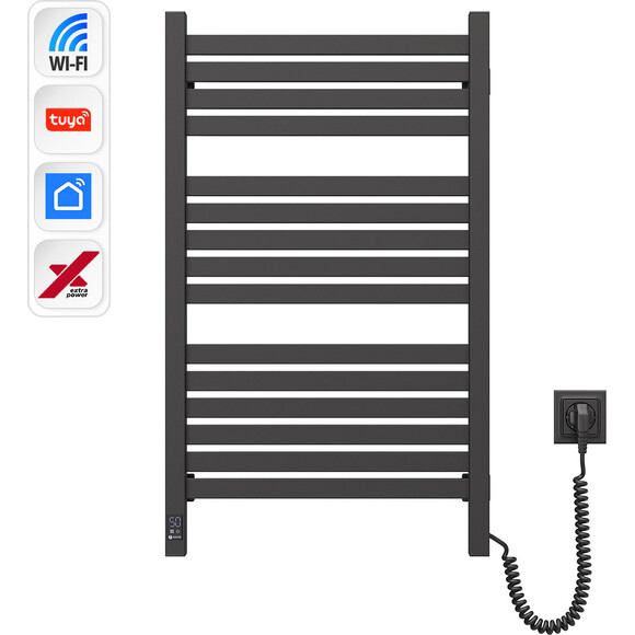 Электрический полотенцесушитель Navin Авангард X Sensor Wi-Fi 12-272055-4880 (480x800, черный муар, правый, сенсорный, с таймером), Доступные размеры: 480 x 800, Цвет производителя: черный матовый, Подключение полотенцесушителя: правое, фото 