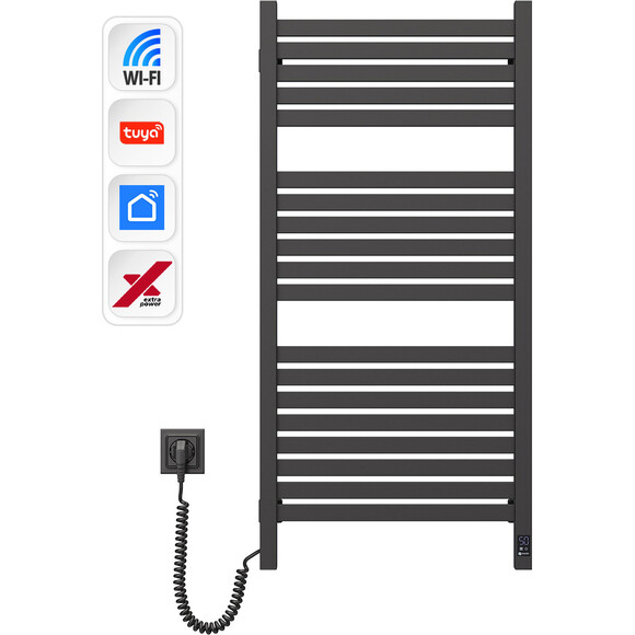Электрический полотенцесушитель Navin Авангард X Sensor Wi-Fi 12-272155-4810 (480x1000, черный муар, левая, сенсорный, с таймером), Доступные размеры: 480 x 1000, Цвет производителя: черный муар, Подключение полотенцесушителя: левое, фото 