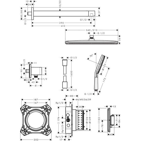 Душевая система с термостатом Hansgrohe Raindance Alive Q Design ShowerSet 1jet and iBox Universal 2 Chrome 24620000 (хром, скрытого монтажа), Цвет производителя: хром, фото 4