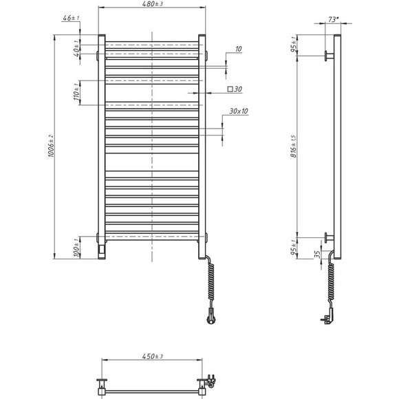 Електрична рушникосушарка Navin Авангард X Sensor Wi-Fi 12-172055-4810 (480x1000, білий, права, сенсорний, з таймером), Доступні розміри: 480 x 1000, Колір виробника: білий, Підключення рушникосушарки: праве, фото , изображение 7