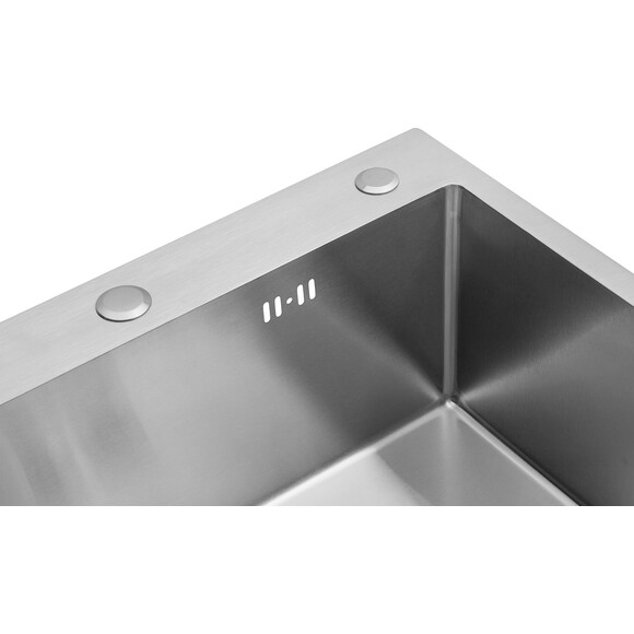 Кухонна мийка зі змішувачем Kroner KRD5843HMBGRA43332C132GRASP016 (58x43 см, 3.0/1.0 мм, з дозатором та сифоном, з сушаркою для посуду), фото , изображение 5