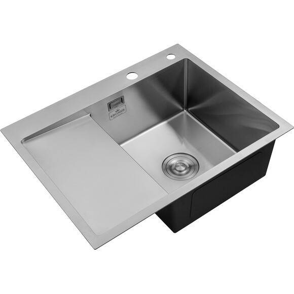 Кухонная мойка со смесителем Kroner KRG6350RHMC031BLKSPECG049 (63x50 см, 3.0/1.0 мм, с коландером, дозатором и сифоном, левая), фото 4