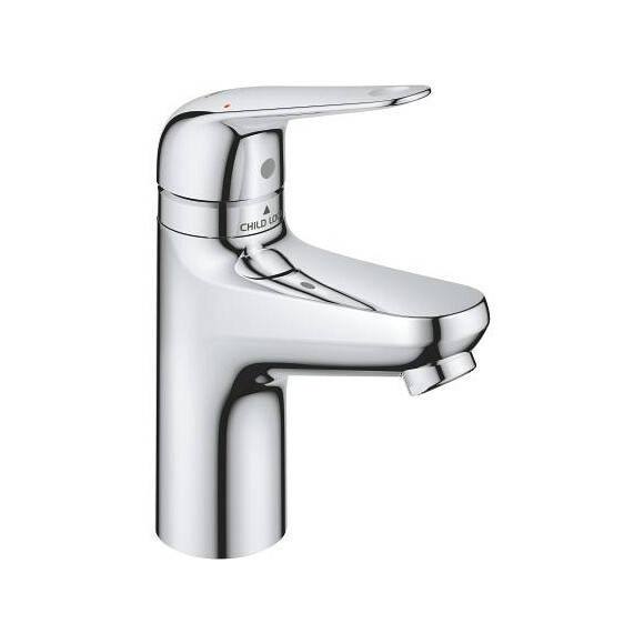 Змішувач для умивальника Grohe QuickFix Swift Child Lock S-Size Chrome 24319001 (хром, з донним клапаном), фото 