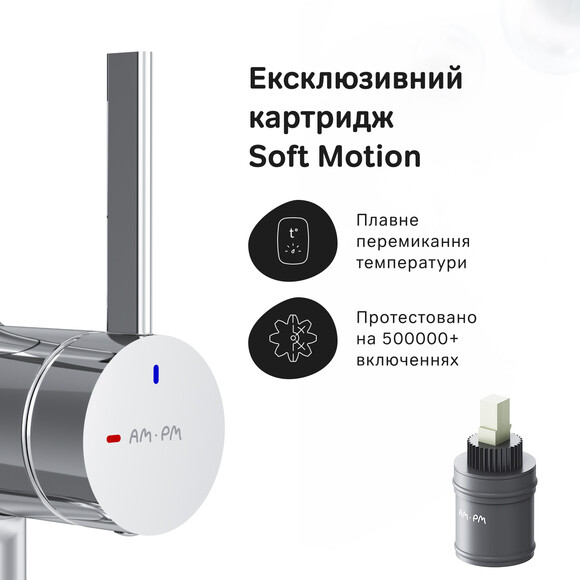 Смеситель для кухни Am.Pm Func F8F07802 (хром/черный, с гибким изливои и подключением питьевой воды), Цвет производителя: хром, черный, фото 6
