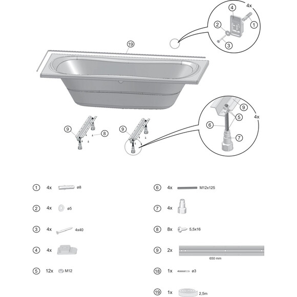 Ножки для ванны Ravak 75 U CY00030000, фото 2