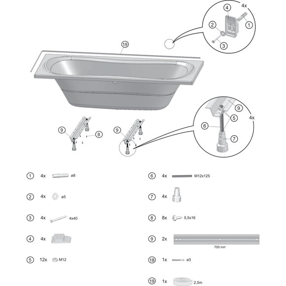 Ножки для ванны Ravak 80 U CY00040000, фото 2