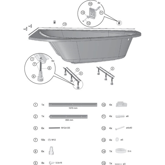 Ножки для ванны Ravak LoveStory II CY75000000, фото 2