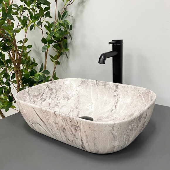 Умывальник VBI Ravenna Stone Matt VBI-011217 (46x33 см, камень матовый, чаша), Доступные размеры: 45 x 32, Цвет производителя: камень матовый, фото 