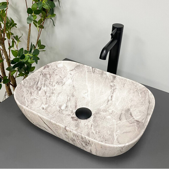 Умывальник VBI Ravenna Stone Matt VBI-011217 (46x33 см, камень матовый, чаша), Доступные размеры: 45 x 32, Цвет производителя: камень матовый, фото 2