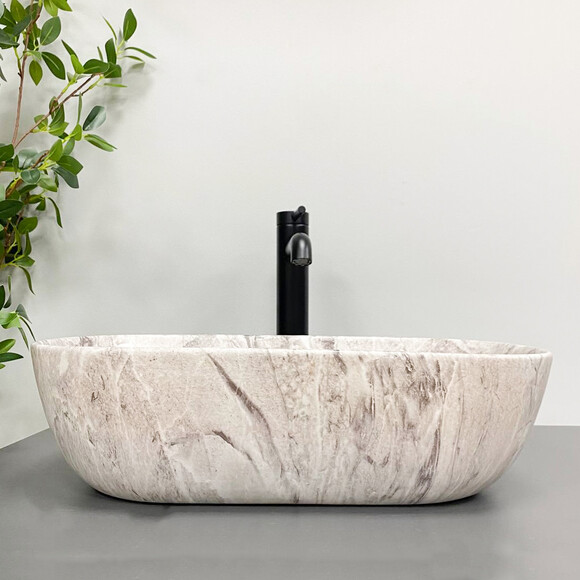 Умывальник VBI Ravenna Stone Matt VBI-011217 (46x33 см, камень матовый, чаша), Доступные размеры: 45 x 32, Цвет производителя: камень матовый, фото 3