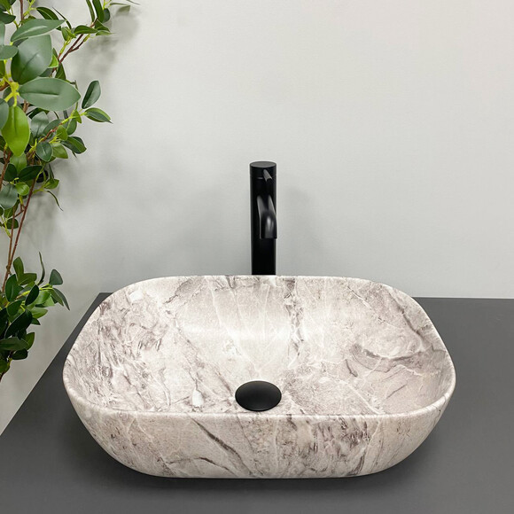Умывальник VBI Ravenna Stone Matt VBI-011217 (46x33 см, камень матовый, чаша), Доступные размеры: 45 x 32, Цвет производителя: камень матовый, фото 4