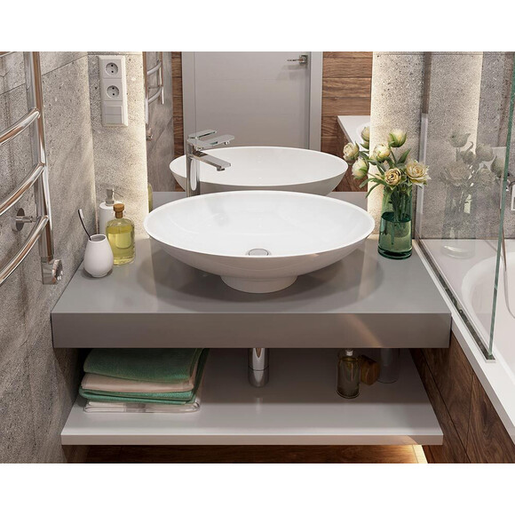 Умывальник Snail Ника White Glossy 103A100 (63x44 см, белый глянцевый, чаша), Цвет производителя: белый глянец, фото 4