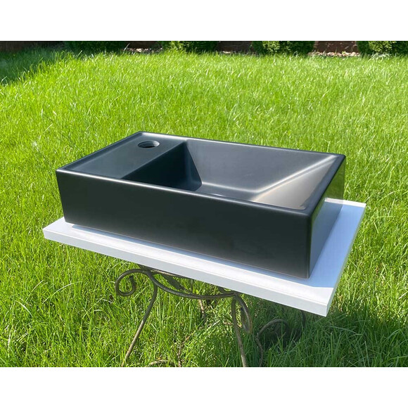 Умивальник Snail Естель L Black Matt 153A200M (40x22 см, чорний матовий), Доступні розміри: 40 x 22 L, Колір виробника: чорний матовий, фото , изображение 2