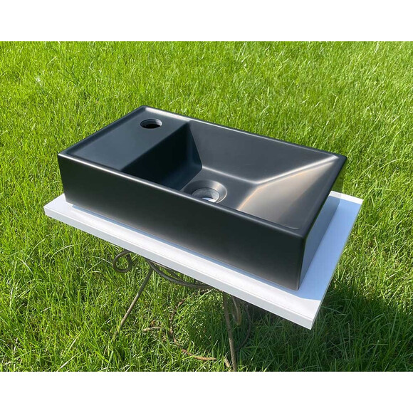 Умивальник Snail Естель L Black Matt 153A200M (40x22 см, чорний матовий), Доступні розміри: 40 x 22 L, Колір виробника: чорний матовий, фото 