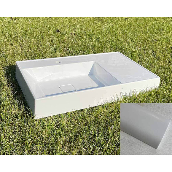 Умывальник Snail Лира White Matt 161A100M (80x50 см, белый матовый, с крылом), Цвет производителя: белый матовый, фото 2