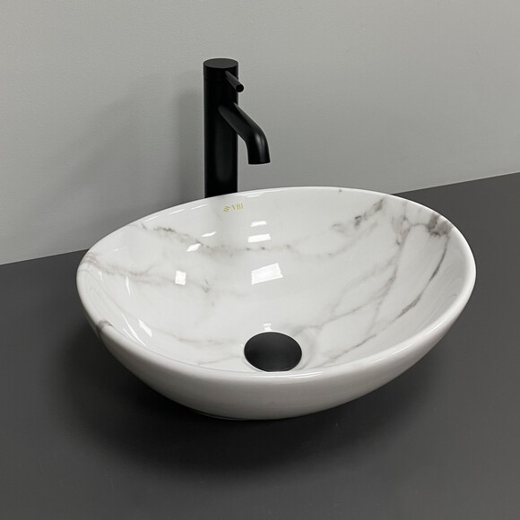 Умивальник VBI Parma Calcatta Glossy VBI-011025 (42x34 см, мармур глянсовий, чаша), Доступні розміри: 42 x 34, Колір виробника: калкатта, фото , изображение 4