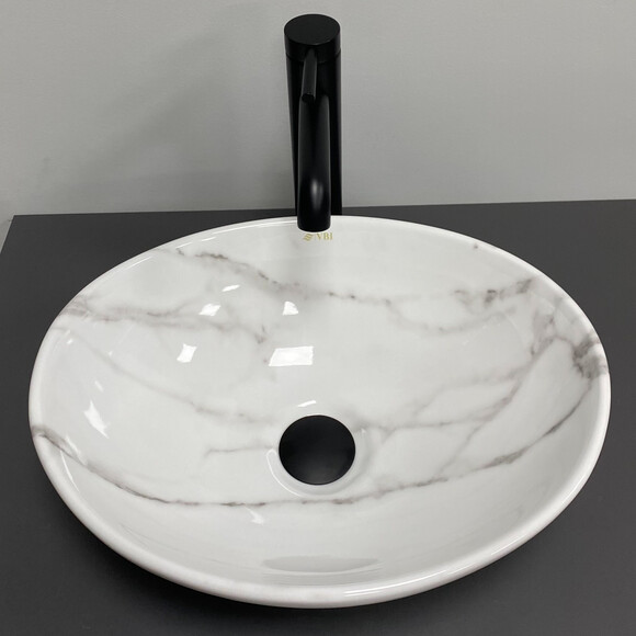 Умивальник VBI Parma Calcatta Glossy VBI-011025 (42x34 см, мармур глянсовий, чаша), Доступні розміри: 42 x 34, Колір виробника: калкатта, фото 