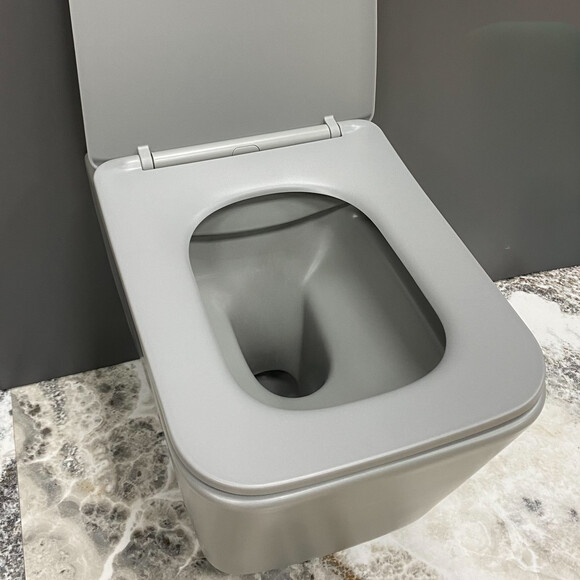 Безободковый подвесной унитаз VBI Caprera Grey Matt VBI-020303 (серый матовый, с сиденьем), Цвет производителя: серый матовый, фото 2
