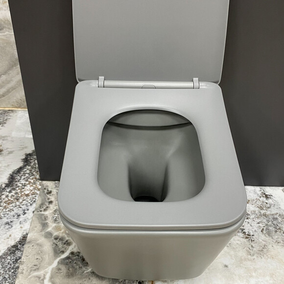 Безободковый подвесной унитаз VBI Caprera Grey Matt VBI-020303 (серый матовый, с сиденьем), Цвет производителя: серый матовый, фото 3