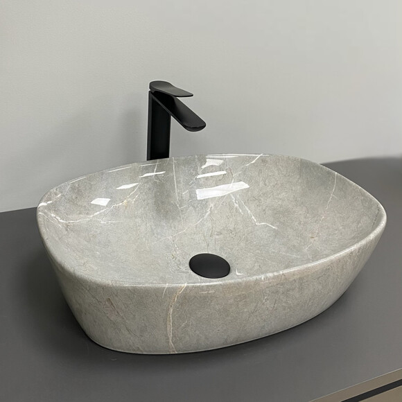 Раковина VBI Olbia Grey Stone Glossy VBI-014302 (50x38 см, сірий глянсовий камінь, чаша), Доступні розміри: 50 x 38, Колір виробника: сірий камінь глянсовий, фото , изображение 2
