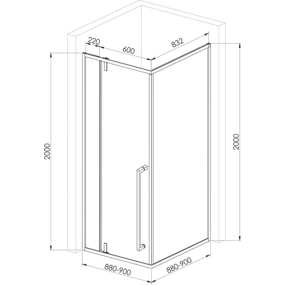 Душевая кабина Volle Mora 90-C 1037.125505 (90x90 см, стекло прозрачное, профиль metal gun матовый), фото 2