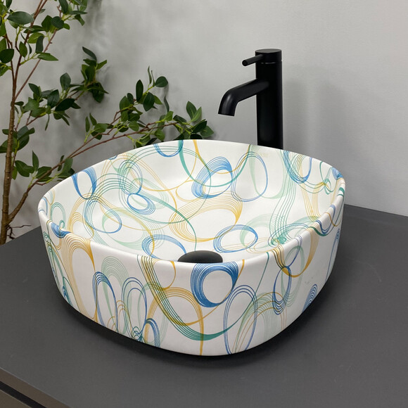 Раковина VBI Arezzo Abstract Matt VBI-013203 (37x37 см, абстракт, чаша), Доступные размеры: 37 x 37, Цвет производителя: абстракт, фото 3