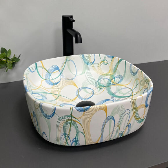 Раковина VBI Arezzo Abstract Matt VBI-013203 (37x37 см, абстракт, чаша), Доступные размеры: 37 x 37, Цвет производителя: абстракт, фото 4