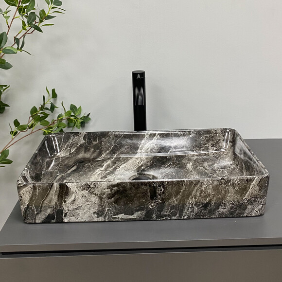 Раковина VBI Triest Anthracite Marble VBI-012717 (62x35 см, антрацитовый мрамор), Доступные размеры: 62 x 35, Цвет производителя: антрацит, фото 2