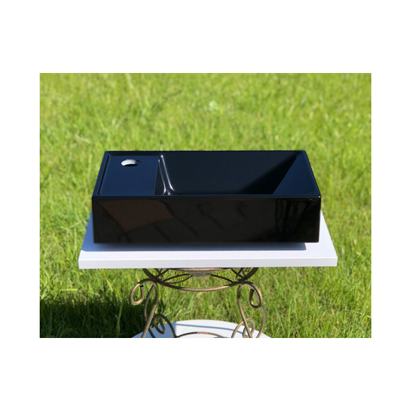 Умывальник Snail Эстель L Black Glossy 153A200 (40x22 см, черный глянцевый), Доступные размеры: 40 x 22 L, Цвет производителя: черный глянец, фото 2