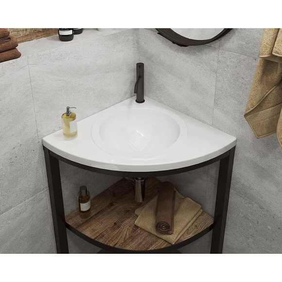 Умывальник Snail Роксана White Glossy 110A100 (55x55 см, белый глянцевый, угловой), Цвет производителя: белый глянец, фото 3