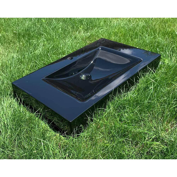 Умывальник Snail Атлант 800 Black Glossy 163/800A200 (80x48 см, черный глянцевый, с крылом), Доступные размеры: 80 x 48, Цвет производителя: черный глянец, фото 