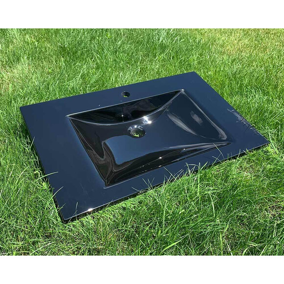 Умывальник Snail Орфей 800 Black Glossy 165/800A200 (80x48 см, черный глянцевый, с крылом), Доступные размеры: 80 x 48, Цвет производителя: черный глянец, фото 