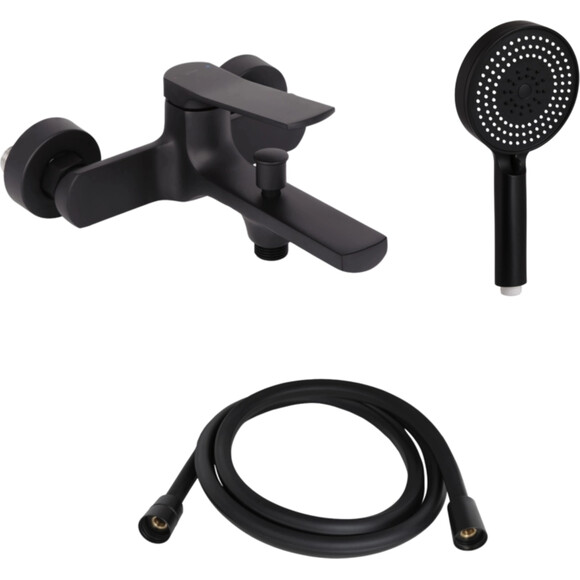 Смеситель для ванны Qtap Slavonice Black Matt QTSLA259BLM4591848027 (черный матовый, с лейкой и шлангом), фото 