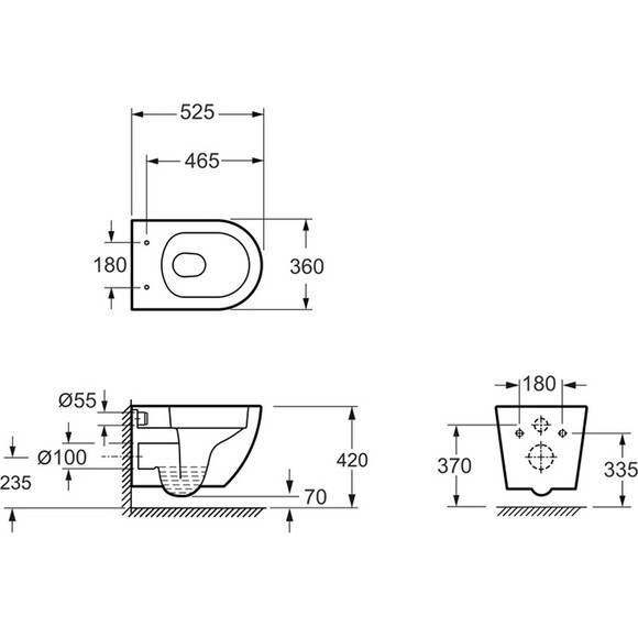 Безободковый подвесной унитаз Devit Aero 3810830 (c сиденьем), фото 2