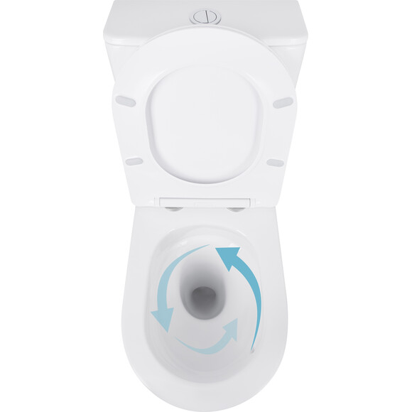 Безободковый унитаз-компакт Qtap Scorpio Ultra Quiet QT14226088AW (воронкообразный, с сиденьем), фото 3