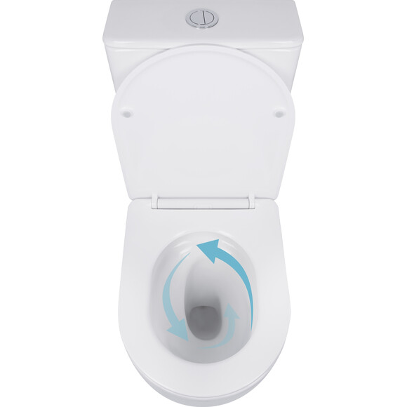 Безобідковий унітаз-компакт Qtap Robin Ultra Quiet QT13226089AW (воронкоподібний, з сидінням), фото , изображение 4