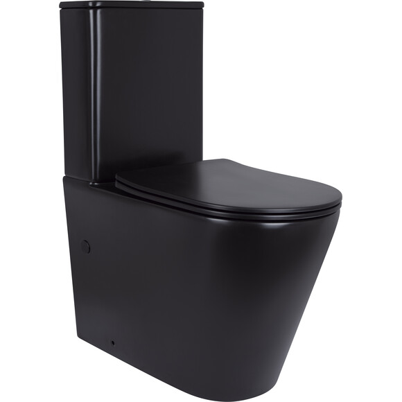 Безобідковий унітаз-компакт Qtap Scorpio Ultra Quiet QT14226088AMB (чорний матовий, воронкоподібний, з сидінням), фото 
