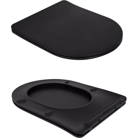 Безобідковий унітаз-компакт Qtap Scorpio Ultra Quiet QT14226088AMB (чорний матовий, воронкоподібний, з сидінням), фото , изображение 5